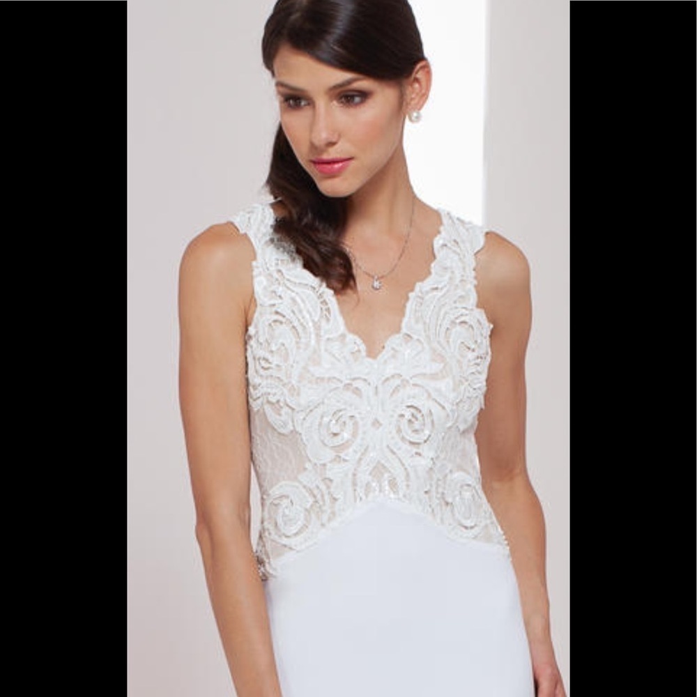 Mignon Sexy Lace White Nude Formal Dress - Picture 3 of 16
